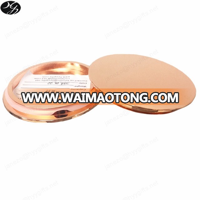 Shiny rose gold sealed metal lid with silicone for candle holder for candle jars