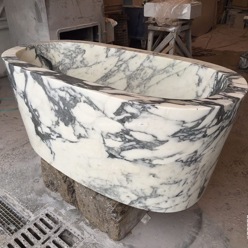 Silver Grey Travertine Bathtub