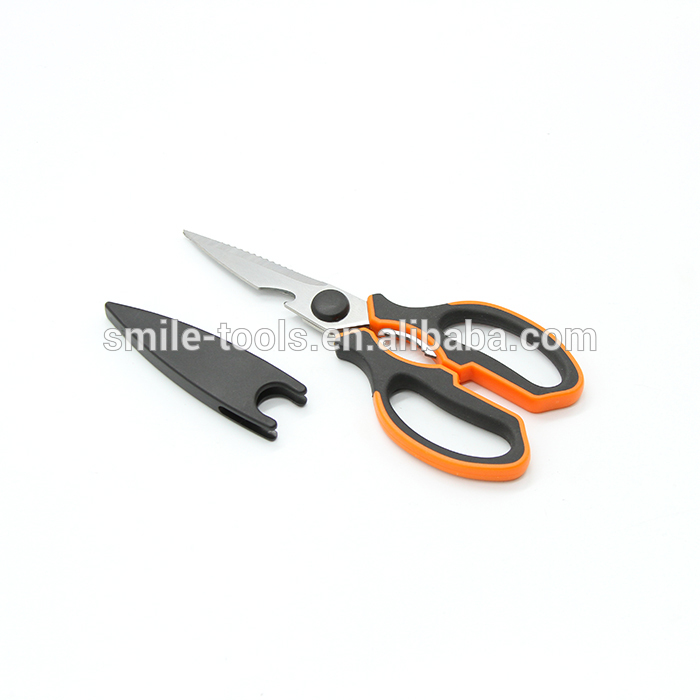 Multi Purpose Stainless Steel Kitchen Scissors Orange Color