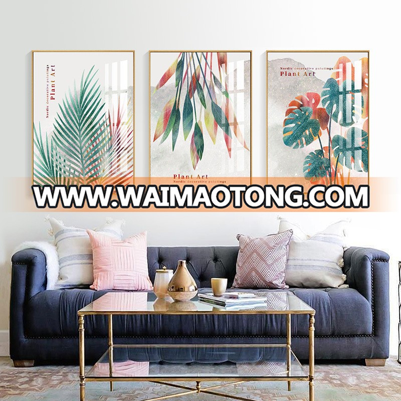 Popular Modern Flower Handmade Oil Painting Decoration Plant On Canvas 3 Panel Canvas Wall Art