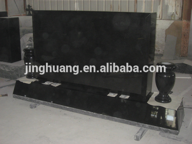 Black Granite Double Gravestone Black Material Tombstone Shanxi Black Tombstone