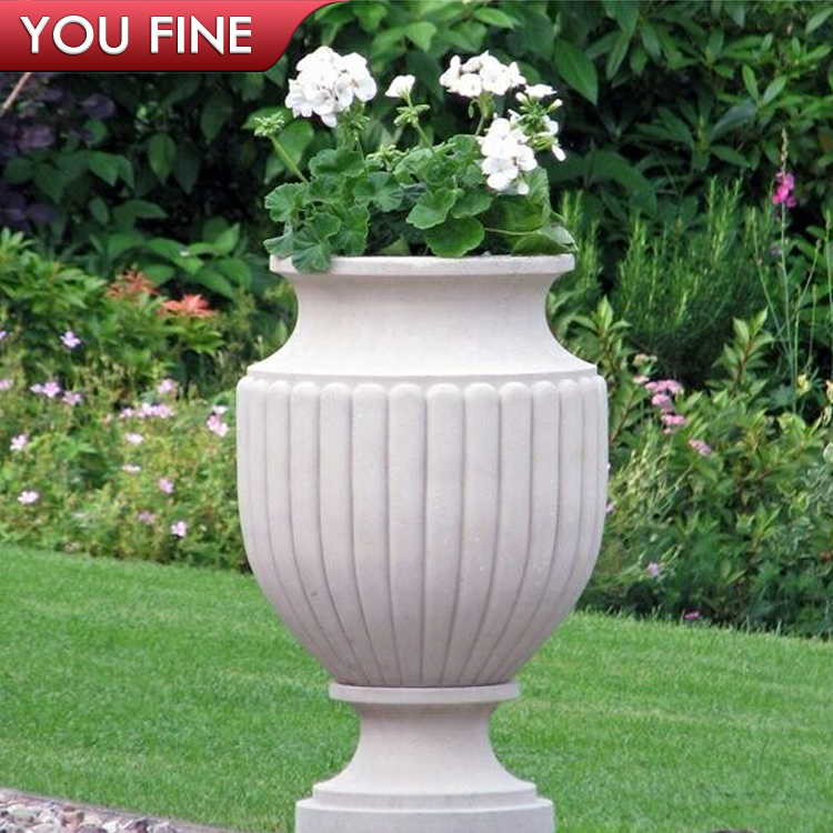 Hand Carving Outdoor Natural Marble Flower Garden Pot