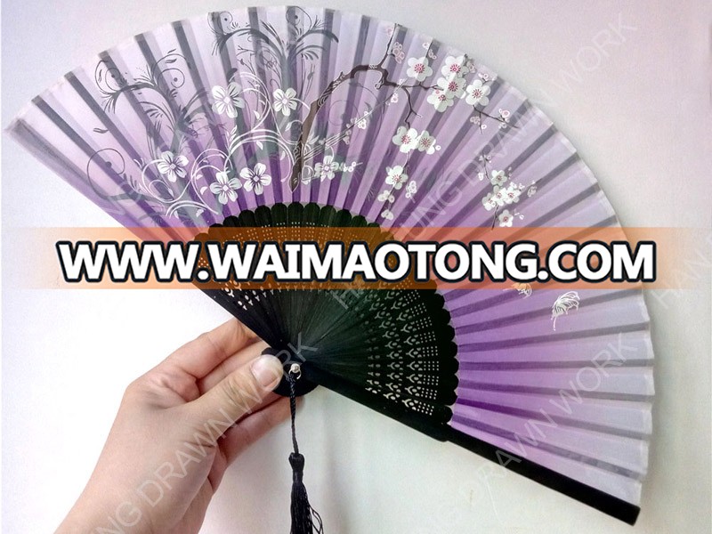 black bamboo ribs personalized silk hand fan