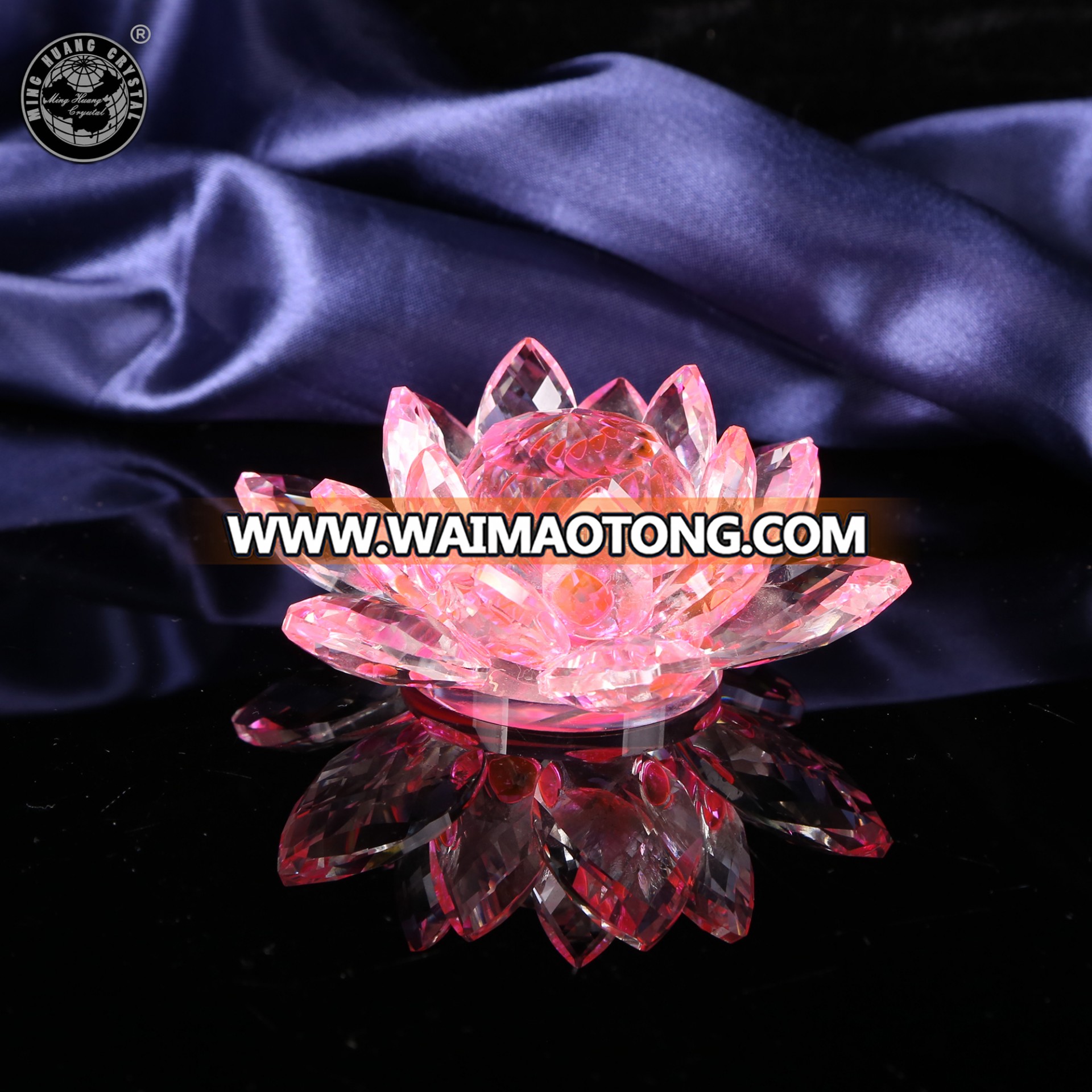 MH-L054 Pink crystal glass lotus flower