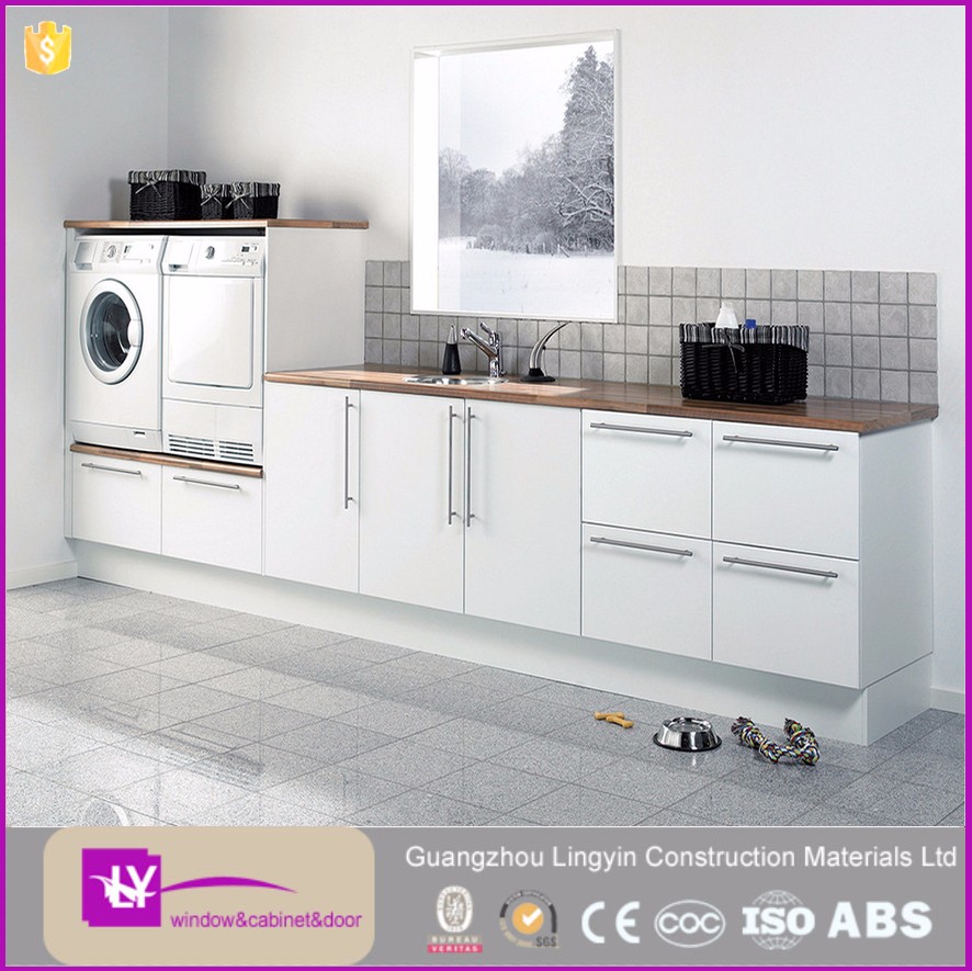 white lacquer laundry cabinet bathroom vanity with washing machine design