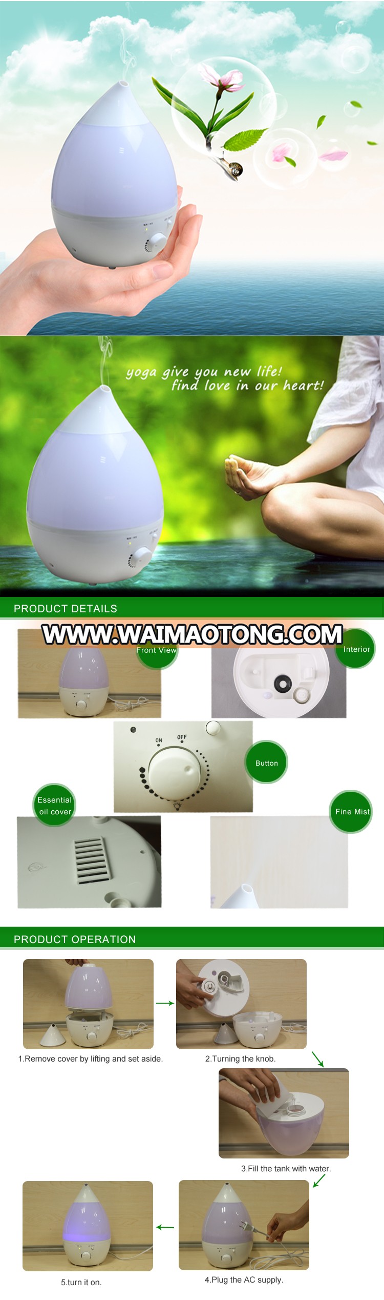 Aromacare LED Cool Mist Humidifier