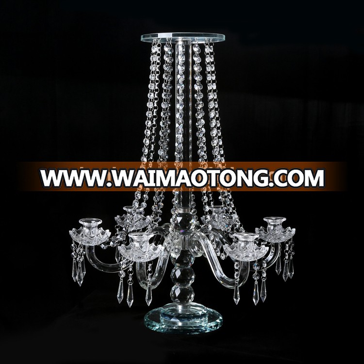 6 arms crystal tea light candelabra floral centerpieces for wedding table