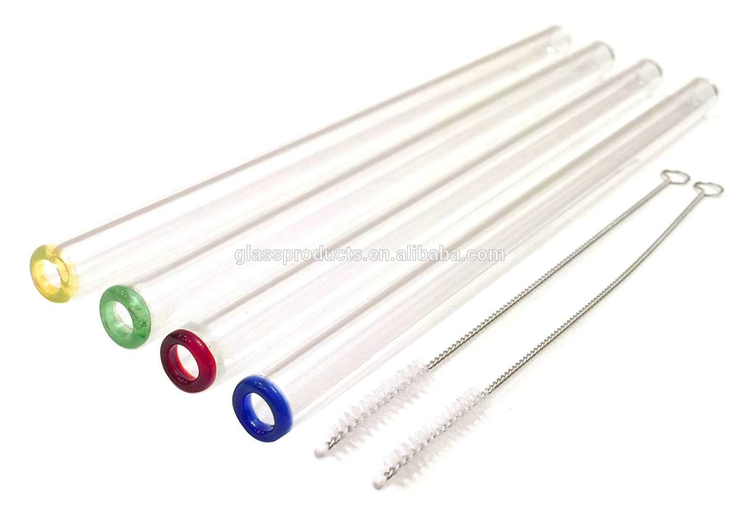 Diameter 10mm Reusable Glass Drinking Straws with Colored Tip