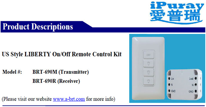 New Style Battery operated RF Wireless Liberty Remote Control Light Switch