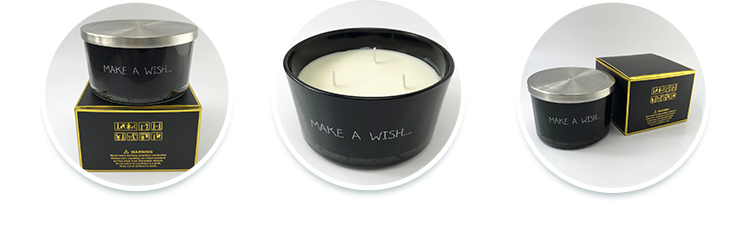 Classy aromatherapy scented candle black glass jar soy candle