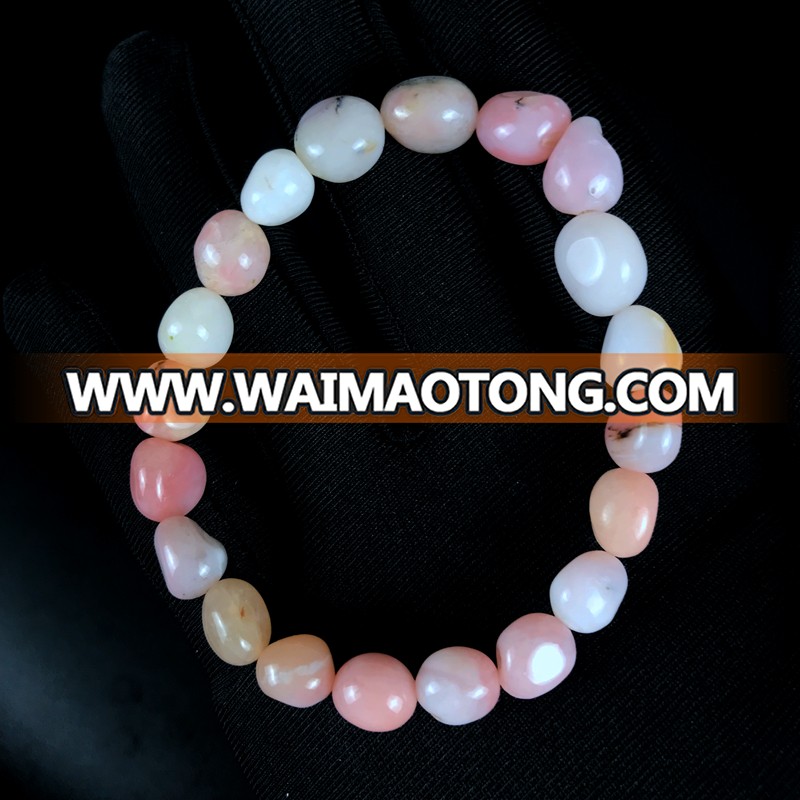 High quality natural pink opal tumble stone bracelet