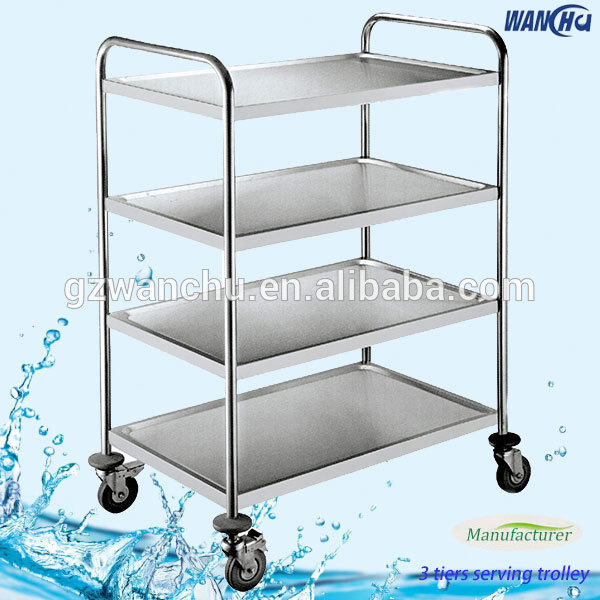 Stainless Steel Dining Room Service Trolley/4 Ties Restaurant Food Serving Trolley/Mobile Food Catering Cart Price Manufacturer