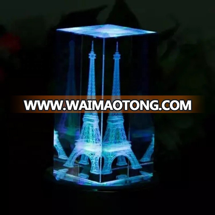 3D crystal cube,led cube for eiffel tower model