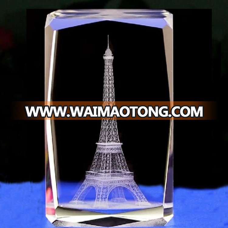 3D crystal cube,led cube for eiffel tower model