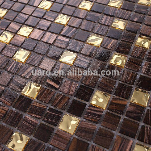 Glass mosaic wall tile gold color glass mosaic tile