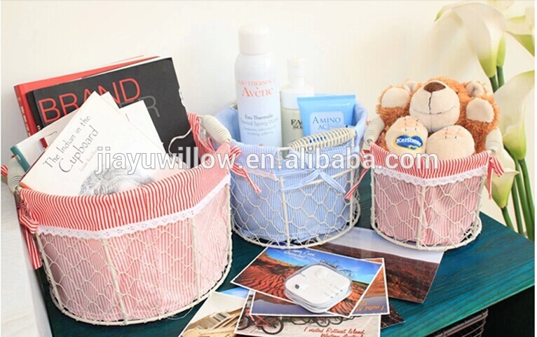 handmade rustic wire basket wire laundry basket wire easter basket with fabric liner wholesale