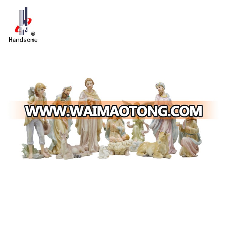 Hot selling Resin holly family hand carved outdoor nativity set