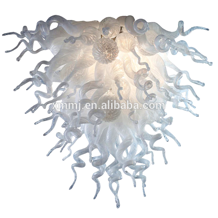 Custom made Hand blown modern frosted white murano glass chandelier