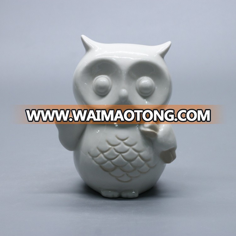 Home decoration cute owl chinese ceramic animal figurines