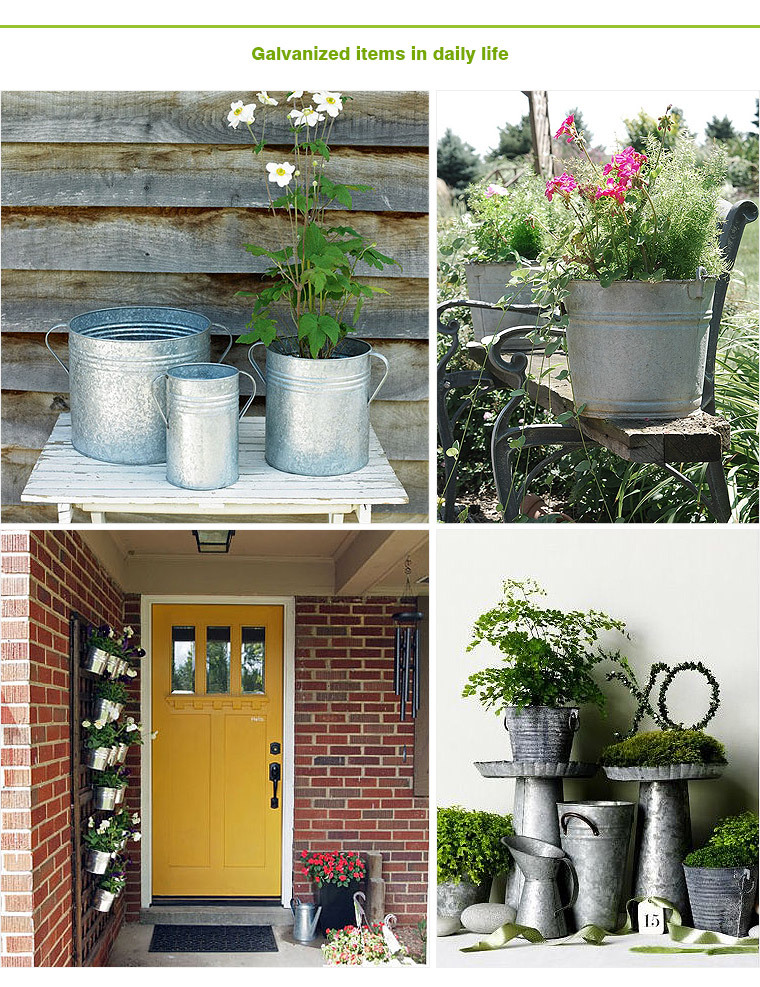 kitchen utensils Holders Caddy Set Includes 3 Galvanised Iron buckets, garden hanging planter plant buckets