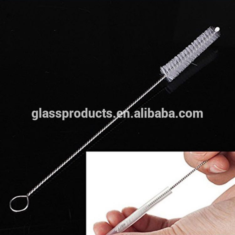 Diameter 8mm Clear Straight Glass Drinking Straws With Colored Swirls