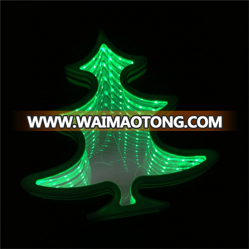 LED Magic Infinity Tunnel Mirror: Christmas Tree Sensory Desk Lights for Kids, Office, Home Decor