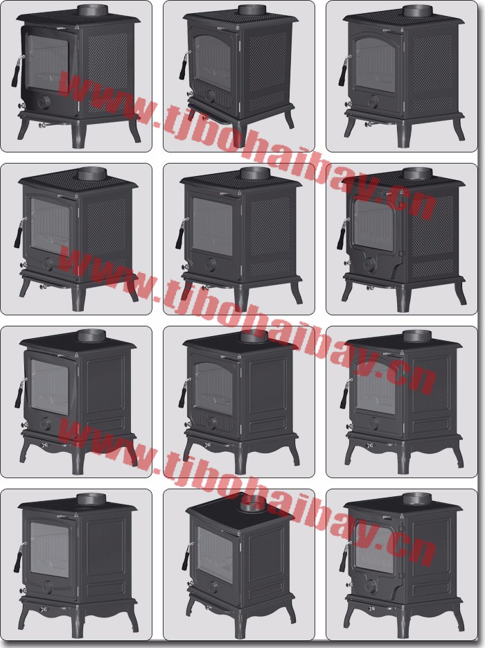 Indoor heating secondary air and combustion cast iron wood burning stove