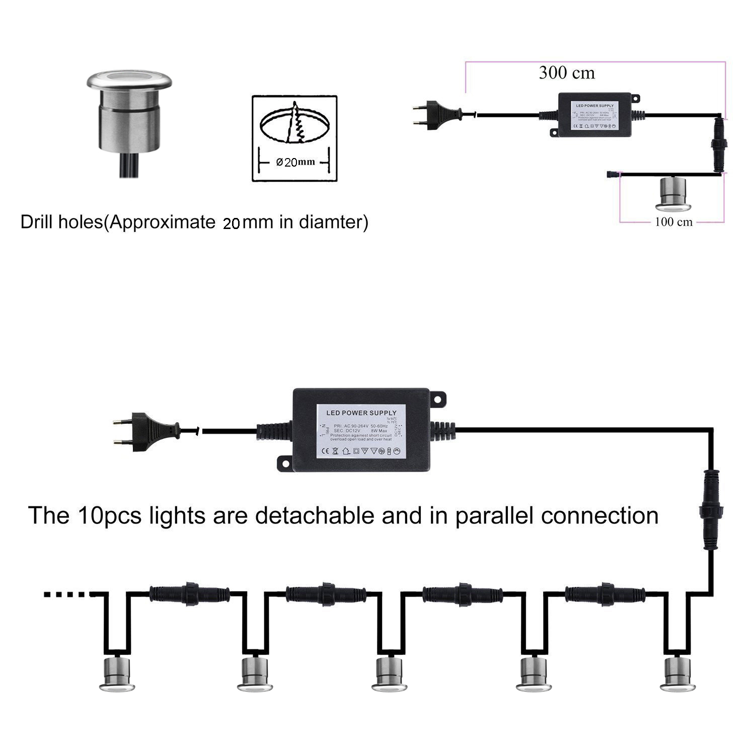 304 stainless steel 0.6W Outdoor Garden and Path Lights Recessed LED underground lights led deck light