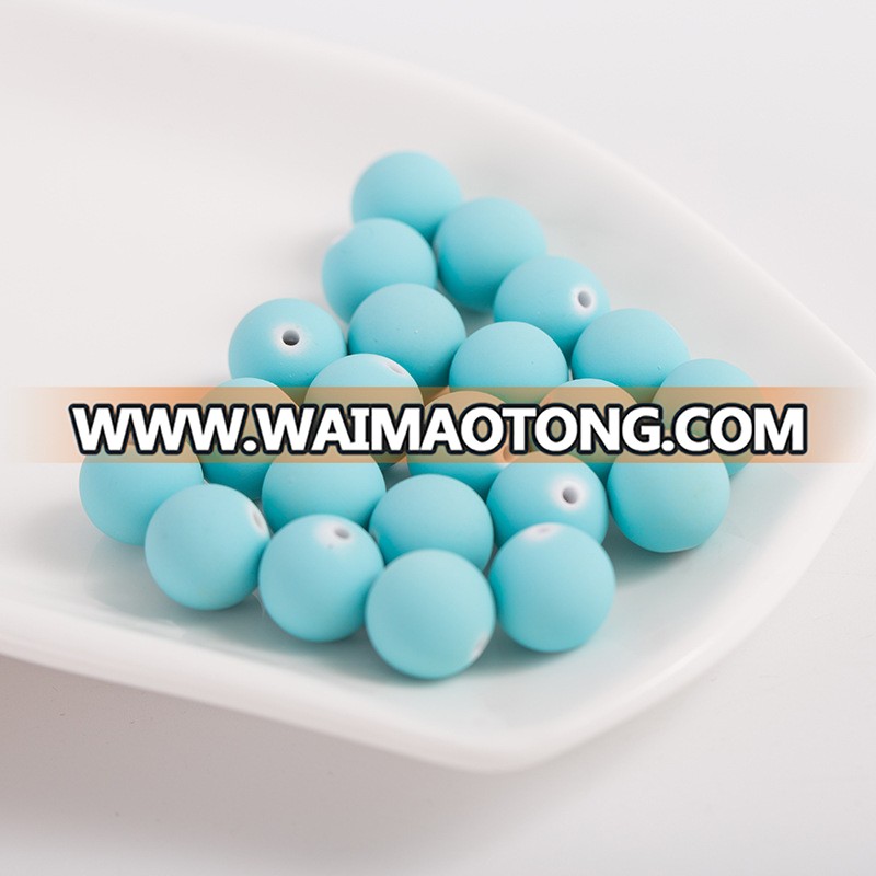 Colorful plastic jewelry neon round rubber silicone beads