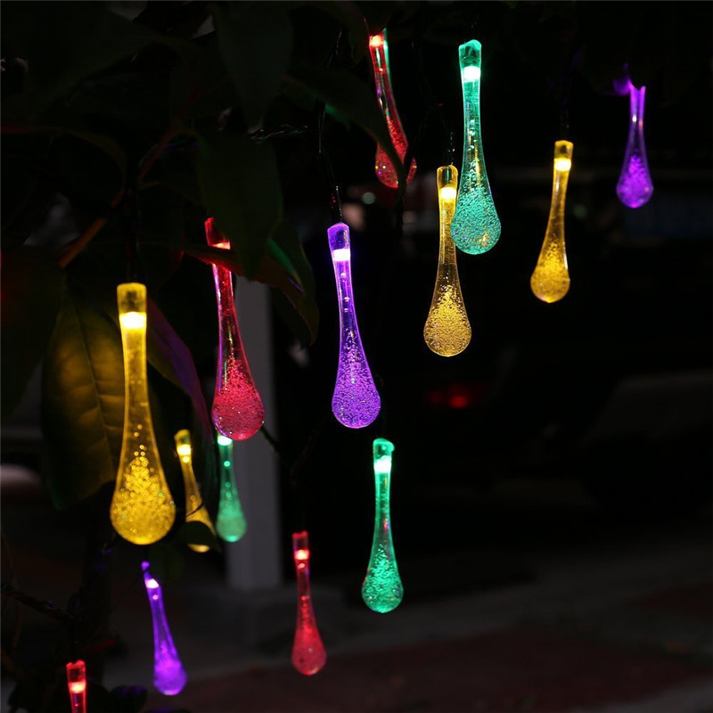 Led Solar Light Outdoor Garden Decoration String Lights Raindrop Waterproof Christmas Holiday Lighting Fairy Lamps