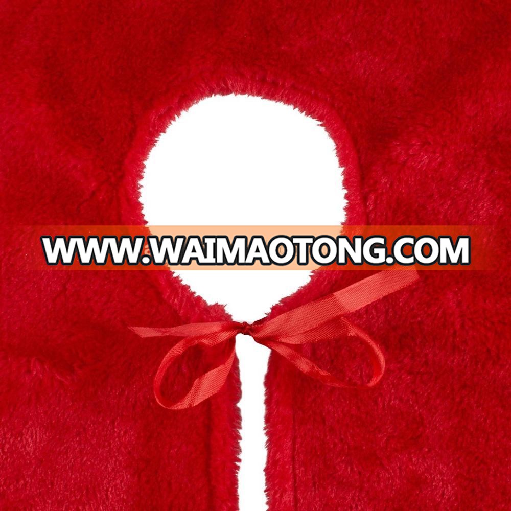 Wholesale 48 Inch Traditional Red and White Velvet Christmas Tree Skirt For Holiday Christmas Decorations Large