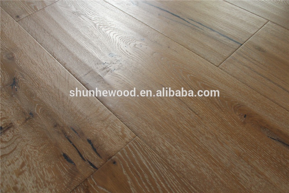 Hand Scraped Brushed Smoked Knots Raised Stained Oil Finishing Wide Plank 6mm Oak Timber Flooring Engineered Oak Wood Flooring