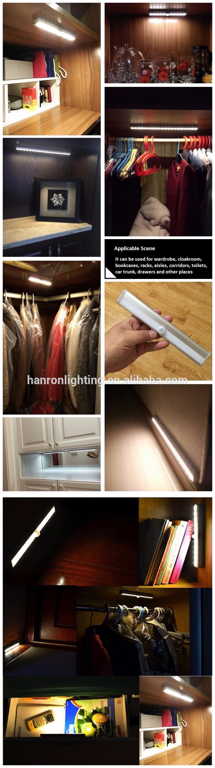 Bright Auto PIR IR Motion Detector Wireless battery Cabinet bar Closet Step Shaking sensor Kitchen Wardrobe led closet Light