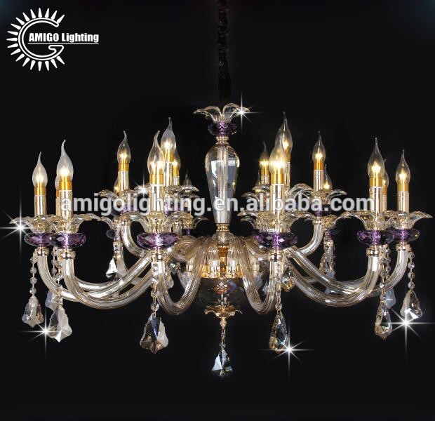 modern led flower crystal chandelier with handmade flower glass shades A6625-8