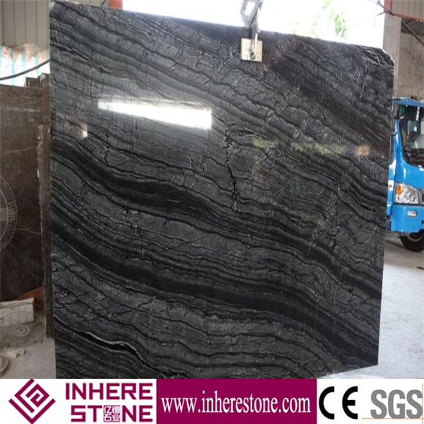 Black Wood Vein Marble Slabs & Tiles, China Black Marble