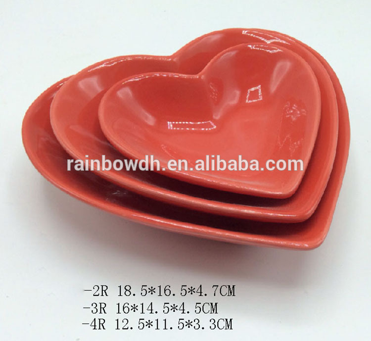 Plain White Heart Shaped Ceramic Cake Plate