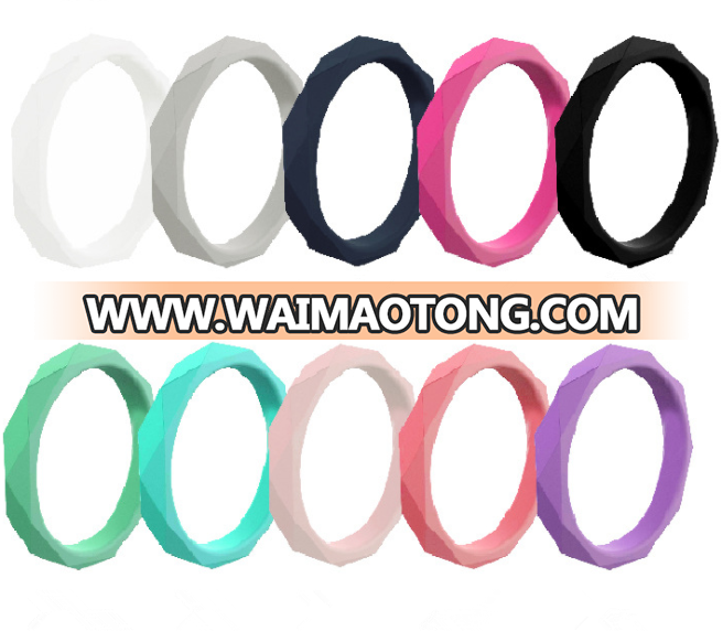 diamond pattern Silicone Rubber Wedding Bands for Men & Women