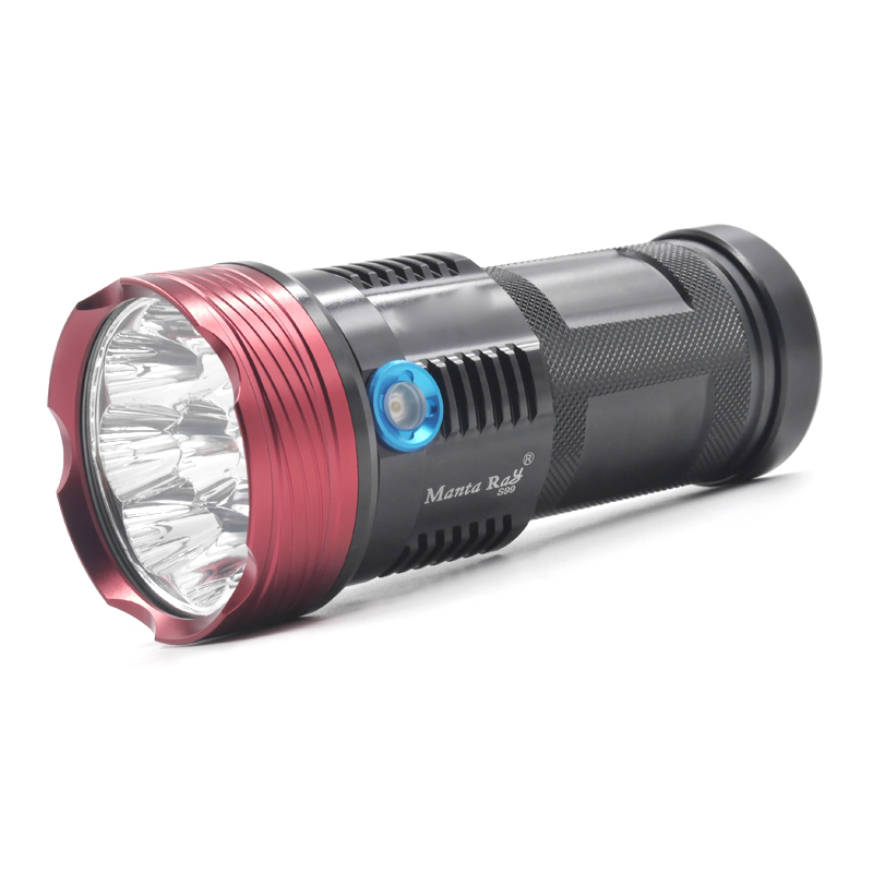 Factory sale Manta ray 9pcs x XML T6 aluminum led flashlight torch (4x18650)