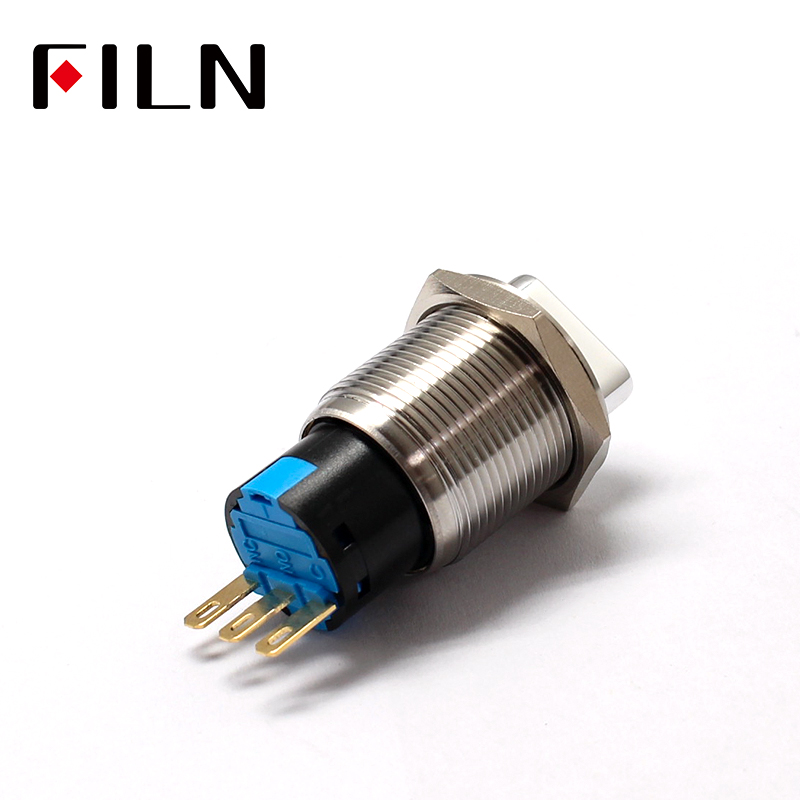 19mm 2 3 Position Switch Push Button Switch DPDT Illuminated Metal selector Rotary Switch with LED Waterproof Stainless Steel