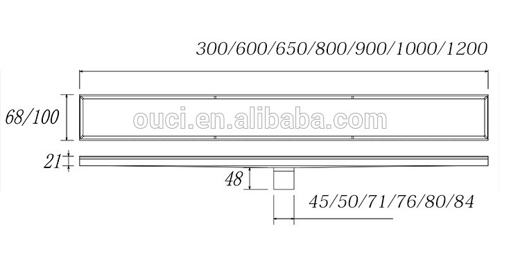 Stainless Steel Tile Insert Linear Shower Drain