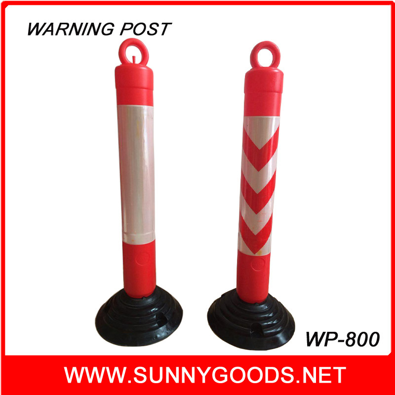 flexible plastic traffic delineator post with rubber base