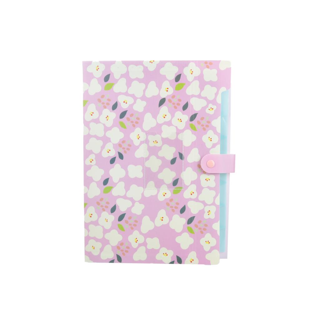 Hot Selling Plastic Candy Color File Folder Flower Document Bags Expanding Wallet Bill Folders for Documents Fichario Escolar