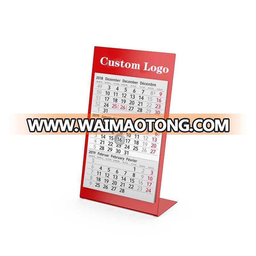 Wholesale Custom Silk-Screen Metallic Desk Calendar