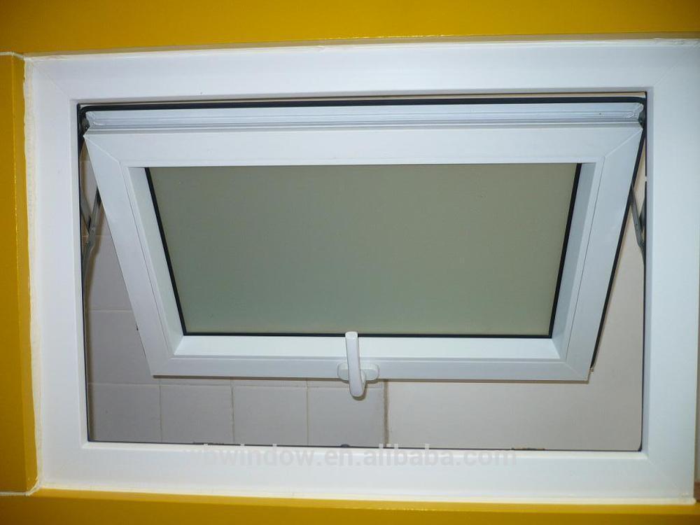 High quality UPVC top hung window for the toilet,Vinyl bathroom vertical open style window