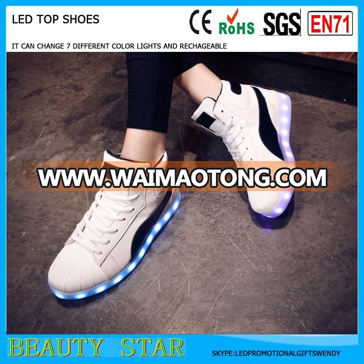 Factory selling Men/Women LED shoes,rechargeable led classic shoes with 7 color light changing