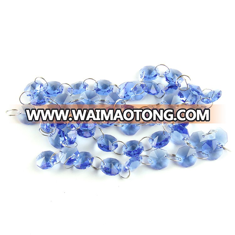 14mm sapphire octagon beads with silver metal rings for beautiful family decor polished sell like hot cakes