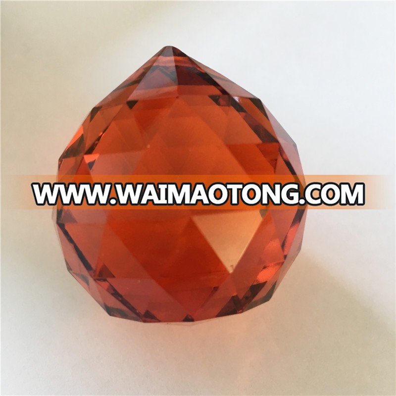 40mm orange red K9 faceted ball crystal light pendant curtain decor crystal ball with one hole