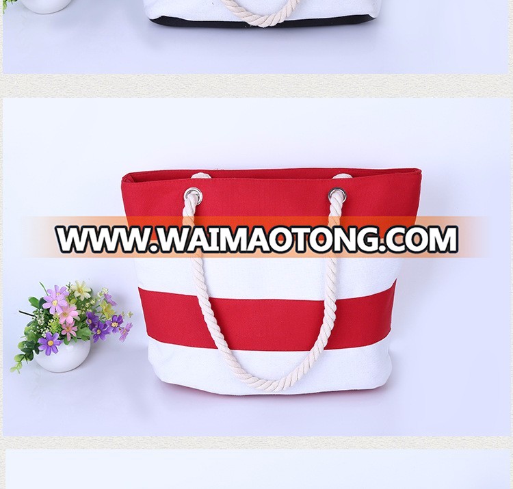 2016 new design canvas beach bag for women