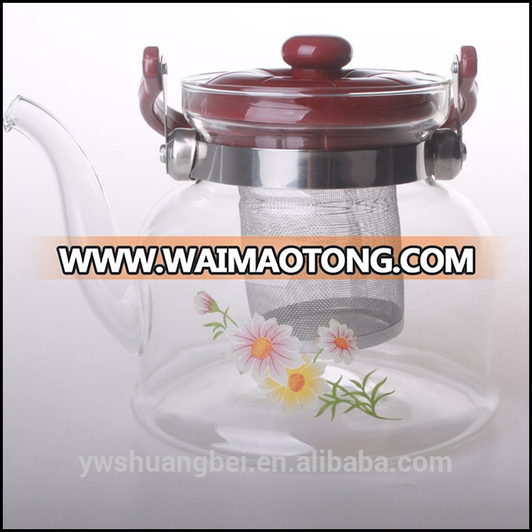 New Design 1000ml Borosilicate Glass Tea Pot With Filter, Glass Pitcher With Tea Strainer