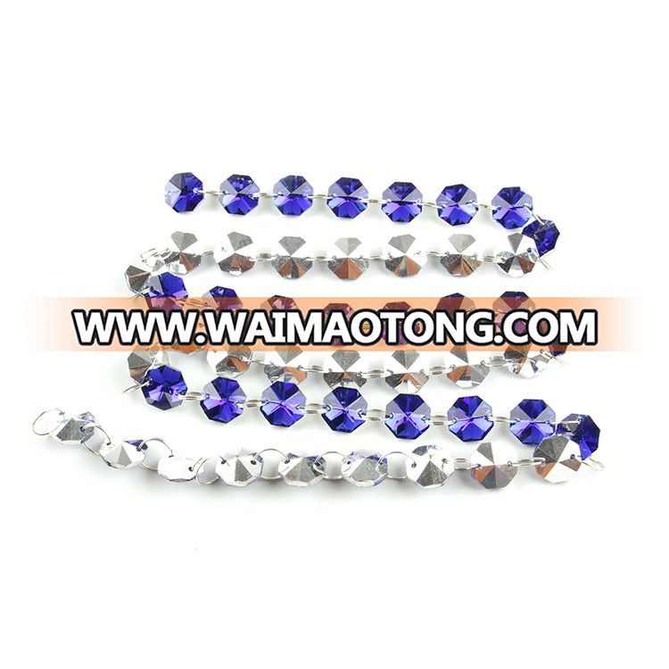 14mm dark sapphire with silver back crystal garland strands with silver rings for wedding decoration pendant hot sales